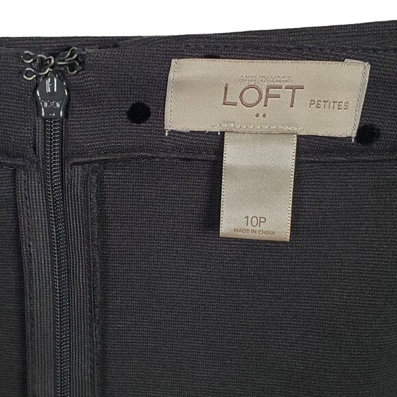 Loft Petites 10P Size 10 Skirt Knee Pencil Polka Dot Stretch Party Office Black - Picture 6 of 8